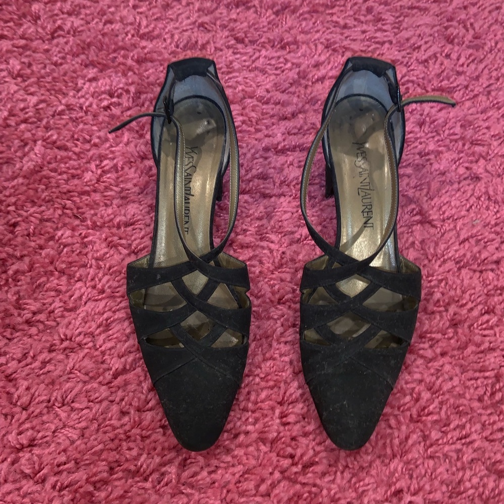 YSL Vintage black healed mules